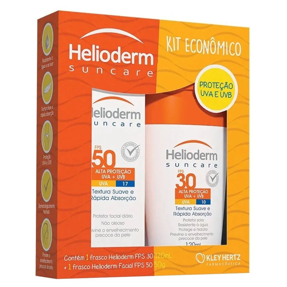 Kit Protetor Solar Helioderm Suncare FPS30 120g+Facial FPS50
