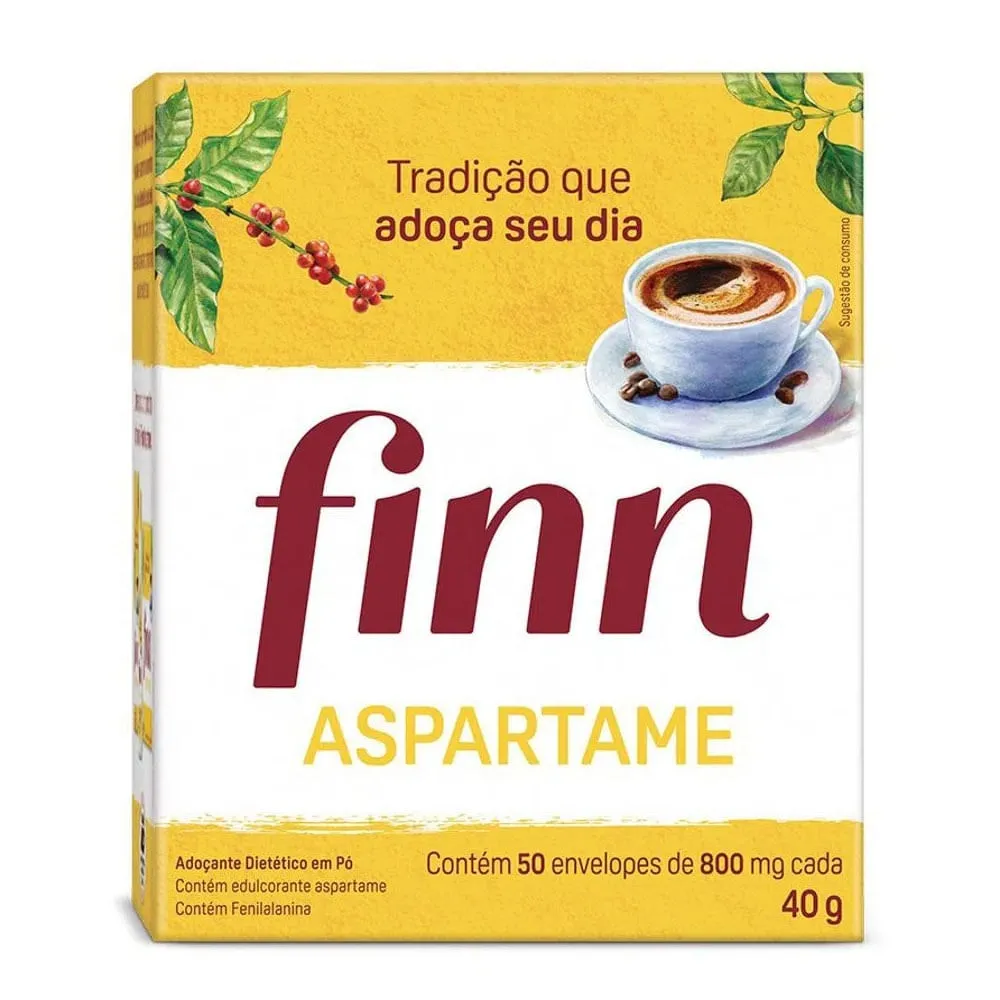 Adoçante em Pó Finn Aspartame 50 envelopes 800mg cada