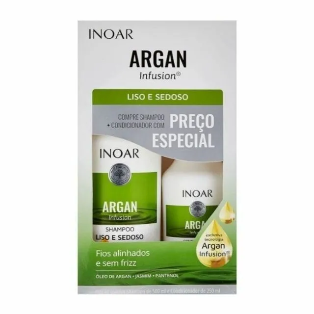 Shampoo + Condicionador Inoar 500+250ml Argan Liso E Sedoso