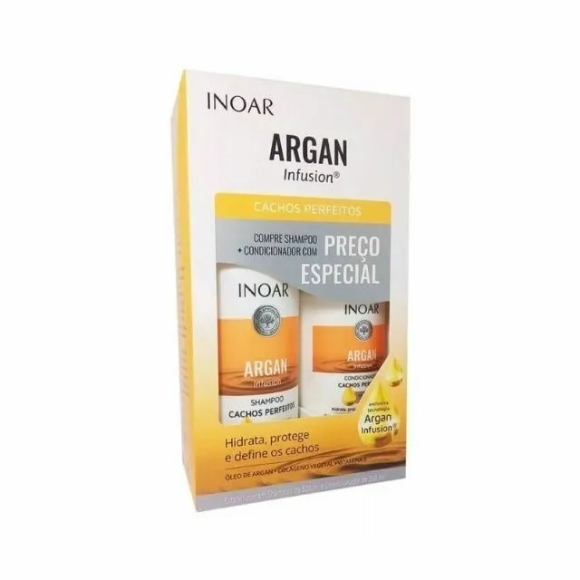 Shampoo + Condicionador Inoar 500+250ml Argan Cacho Perfeito
