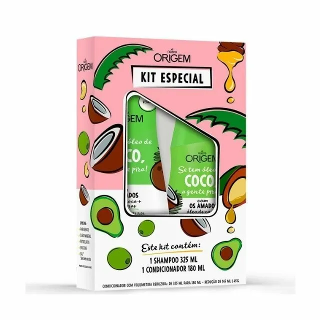 Shampoo + Condicionador Origem 325+180ml Óleo De Coco