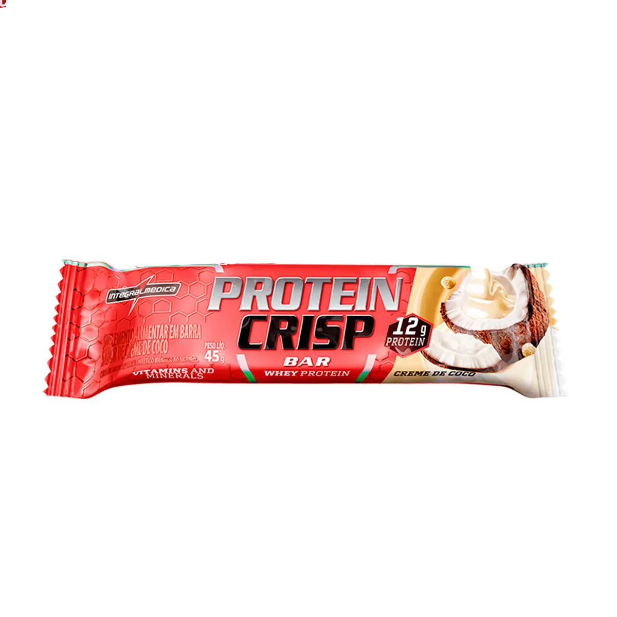 Barra de Proteína Protein Crisp Bar Creme de Coco Integralmedica 12x45g