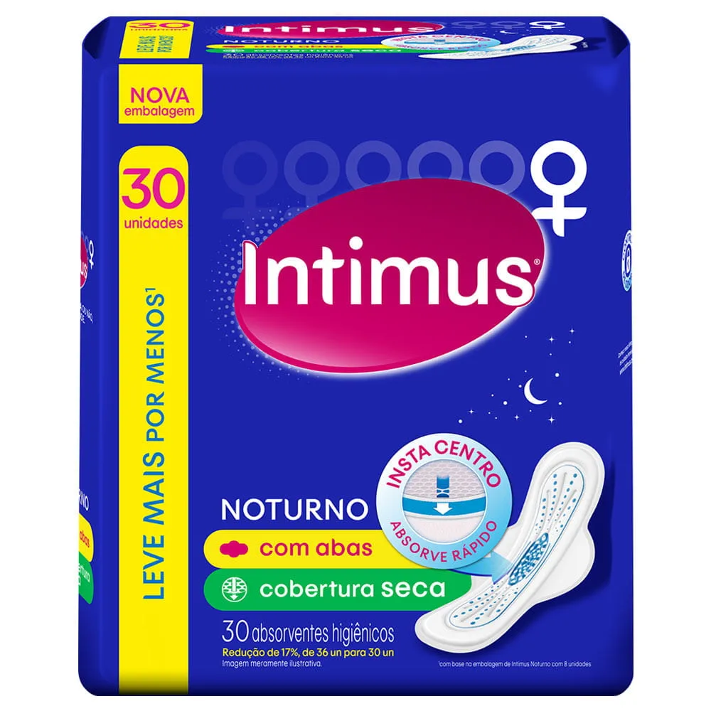 Absorvente Intimus Noturno Longo Seca Abas 30 unidades
