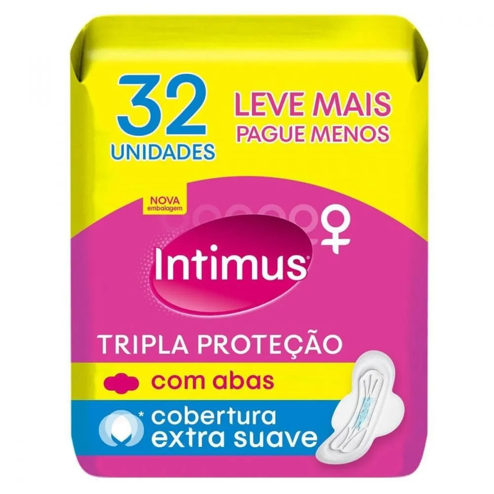 Absorvente Intimus Gel Tripla Proteção Cobert Suave Abas 32un