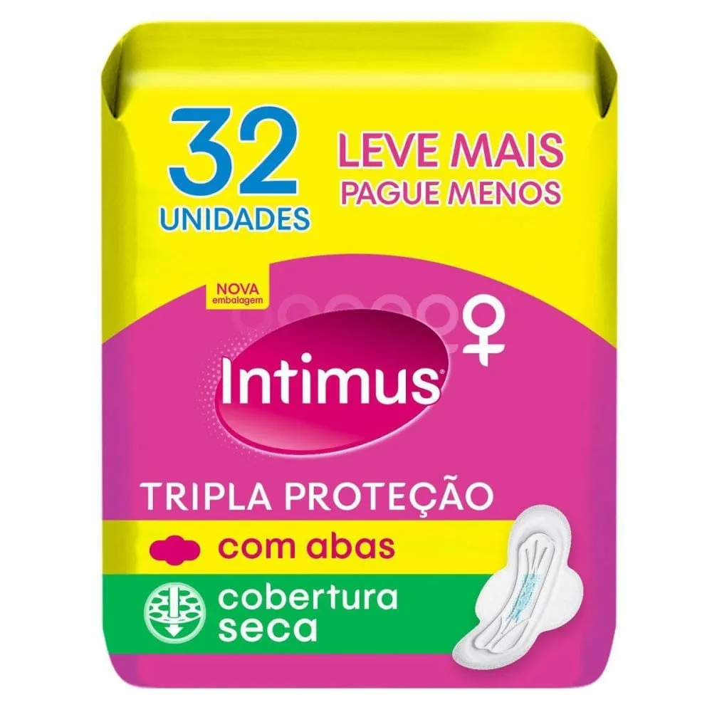 Absorvente Intimus Gel Tripla Proteção Cobert Seca Abas 32un