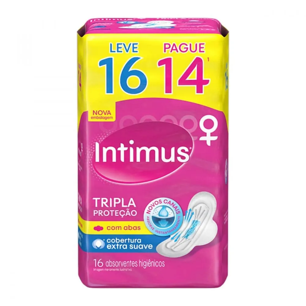 Absorvente Intimus Gel Tripla Proteção Cobert Suave Abas 16un