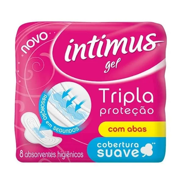 Absorvente Intimus Gel Tripla Proteção Cobert Suave Abas 8un