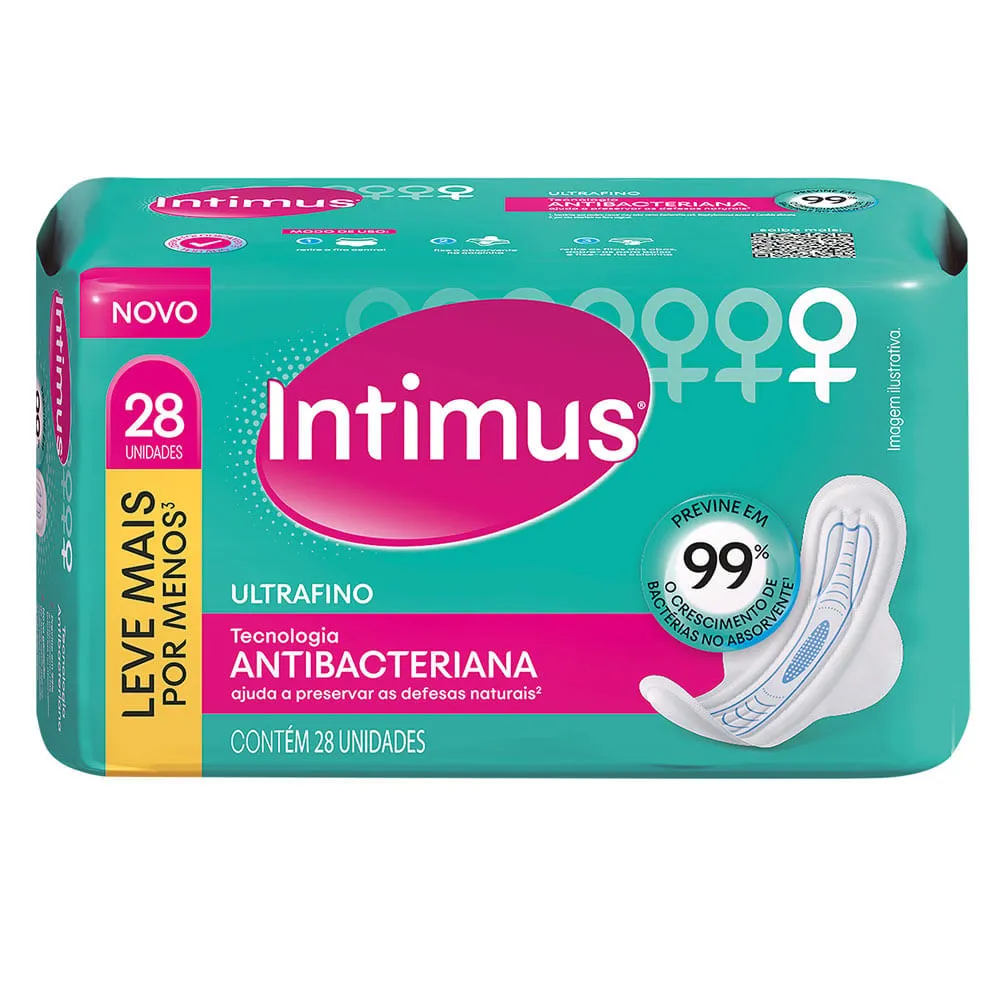 Absorvente Intimus Ultrafino Antibacteriano Abas 28 unidades