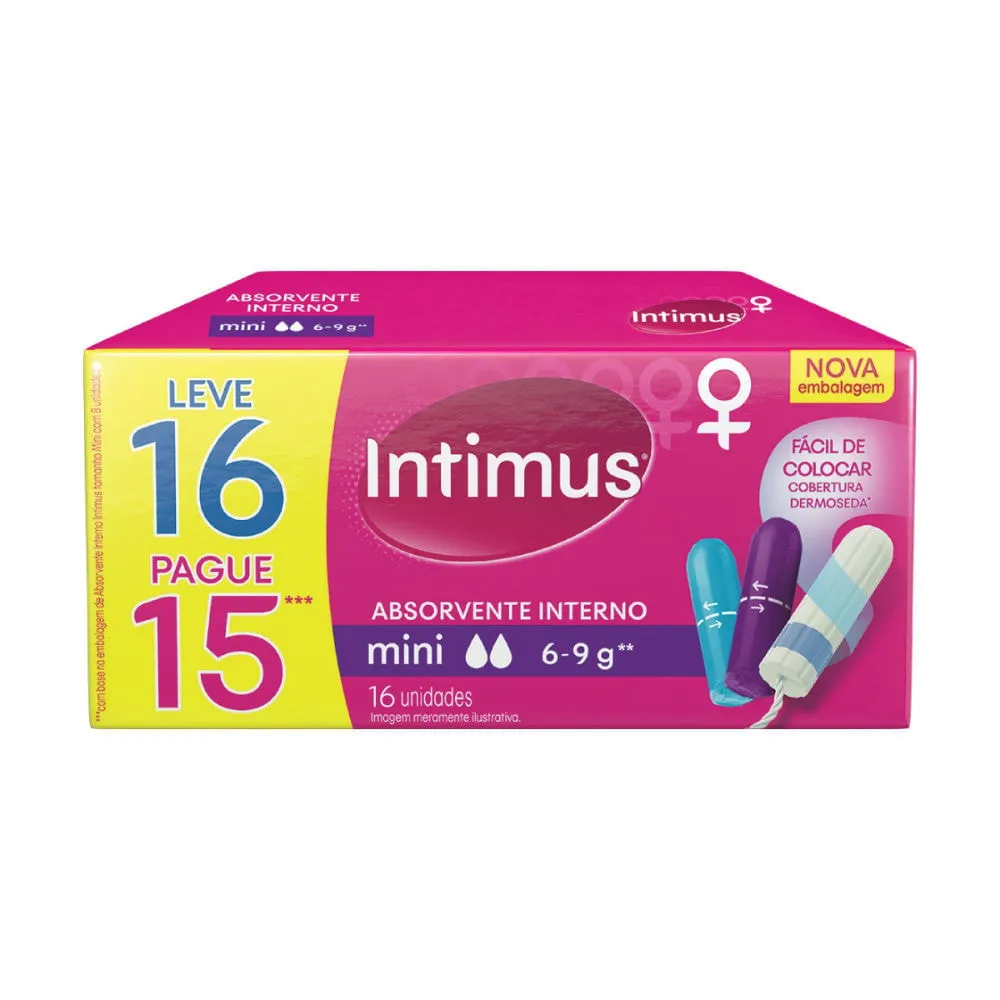 Absorvente Intimus Interno Mini Leve 16 Pague com 15 unidades