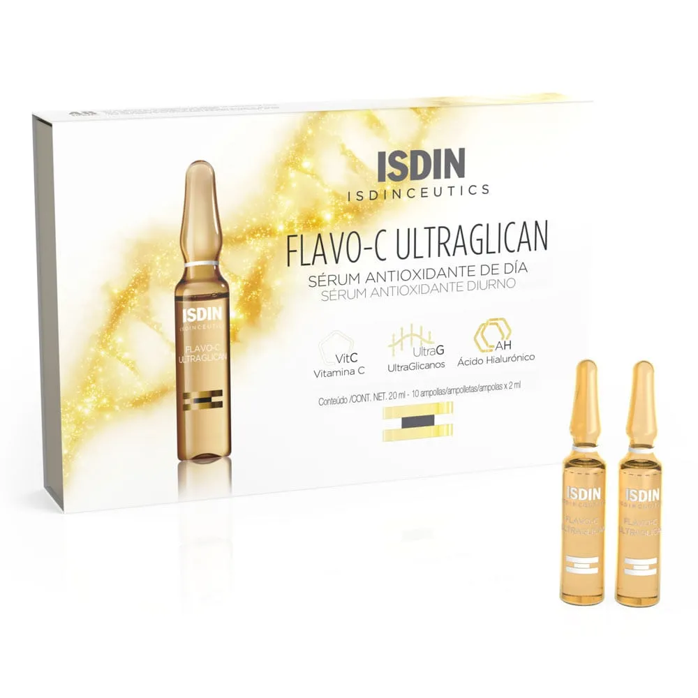 Sérum Facial Isdin Flavo-C Ultraglican Diurno 10 Ampolas de 2ml