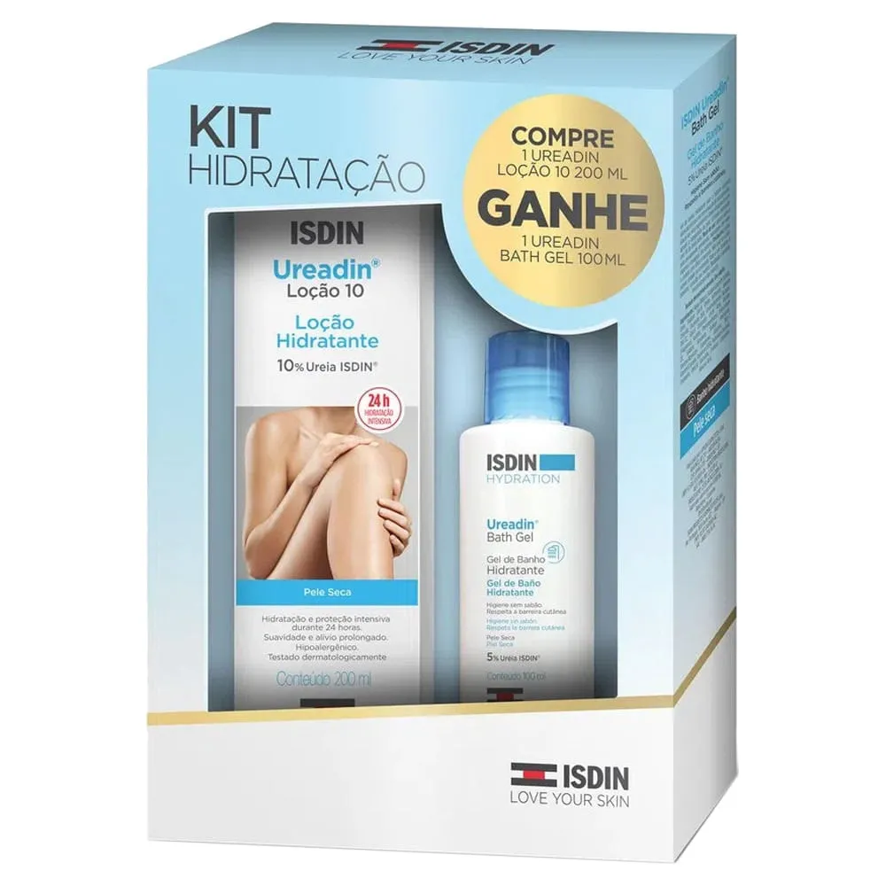 Kit Isdin Hidratação Ureadin Hidratante Corporal 10 200ml e Gel para Banho 100ml