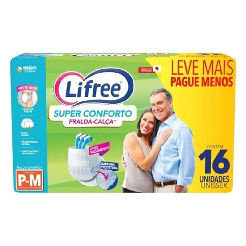 Fralda calça Lifree Super conforto P/M 16 unidades