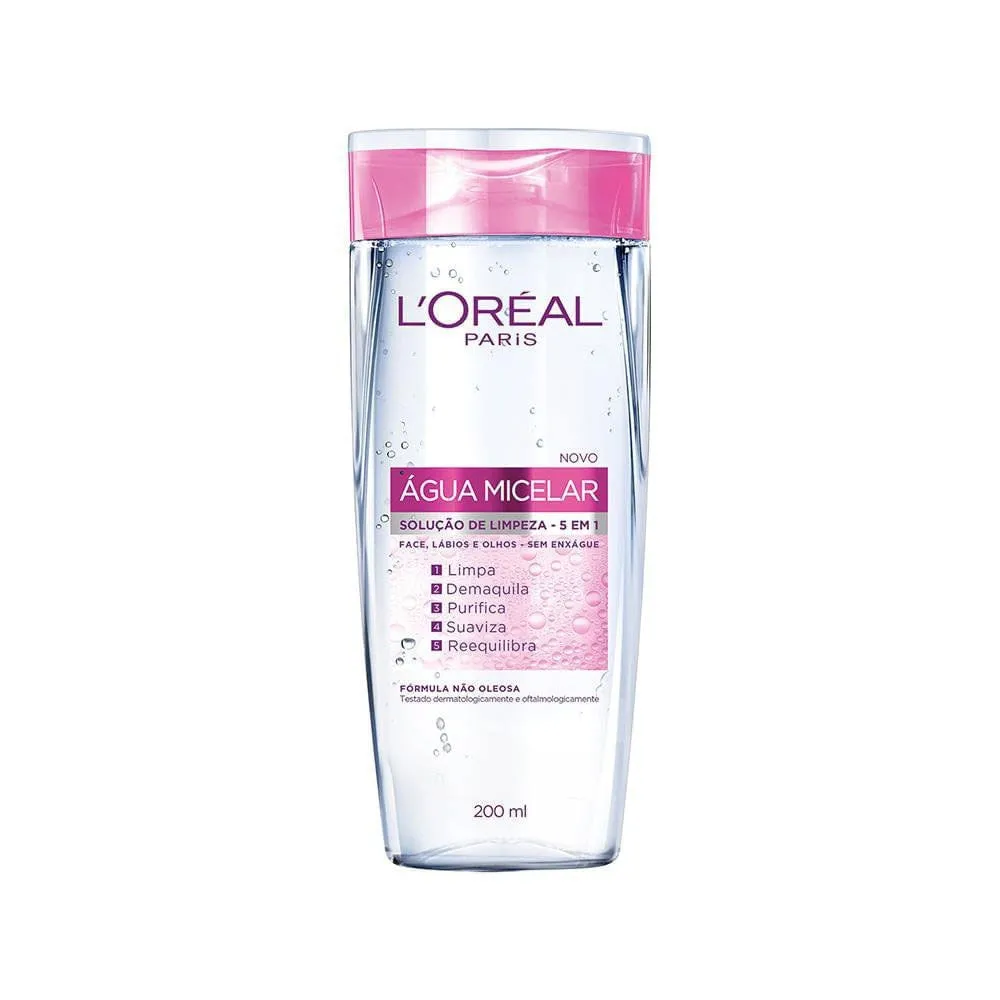Água Micelar Demaquilante L'Oréal Solução Limpeza 5em1 200ml