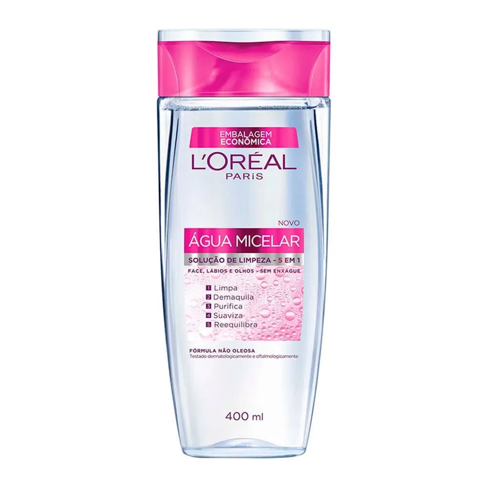 Água Micelar Demaquilante L'Oréal Solução Limpeza 5em1 400ml