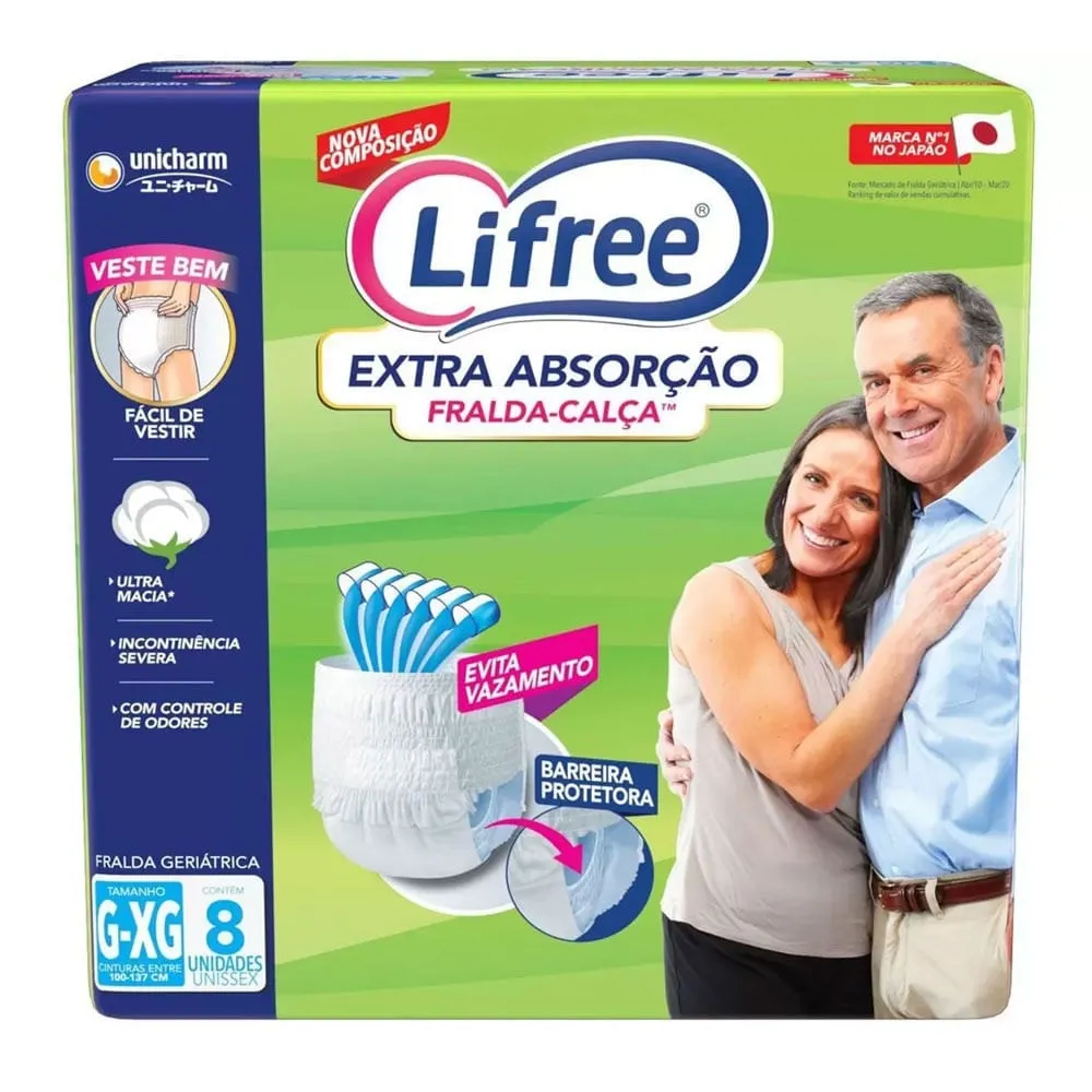 Fralda Geriátrica Lifree Fralda-Calça Extra Absorção G/XG 8 Unidades
