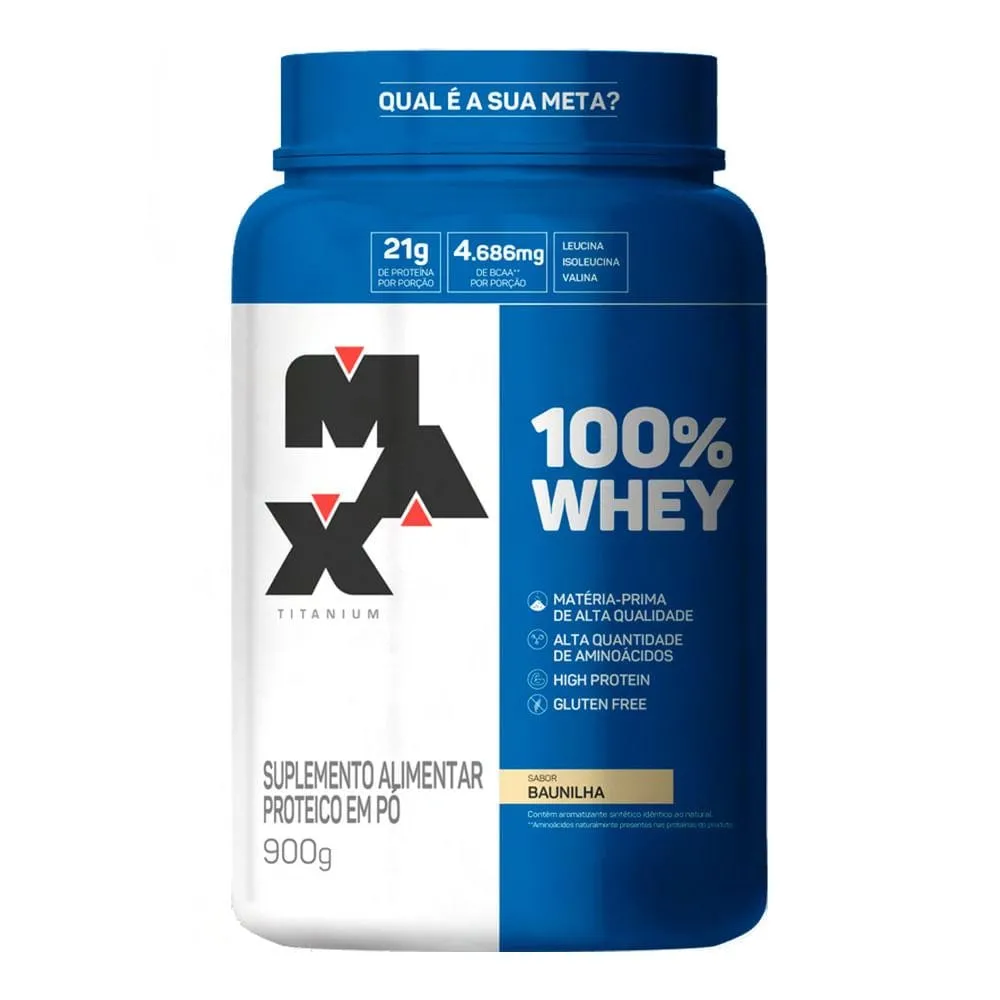 Whey Protein 100% Max Titanium Baunilha 900g