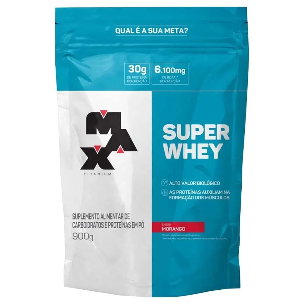 Super Whey Max Titanium Refil Morango 900g