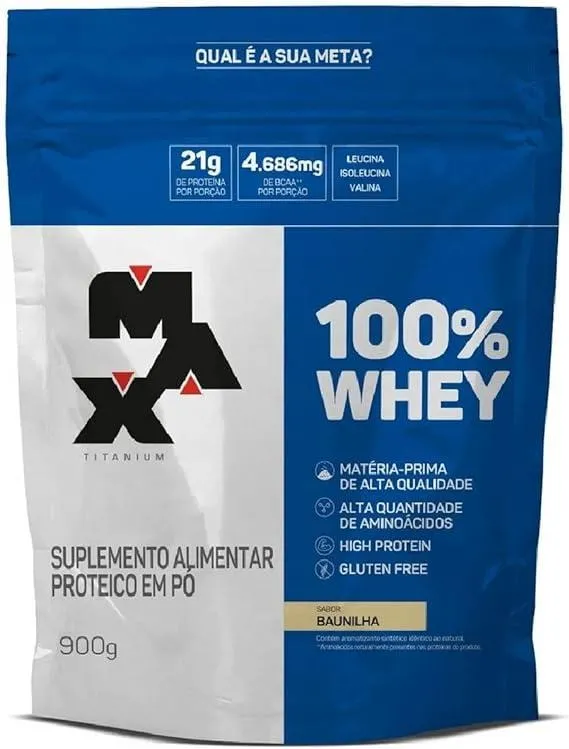 Whey Protein 100% Max Titanium Baunilha Refil 900g
