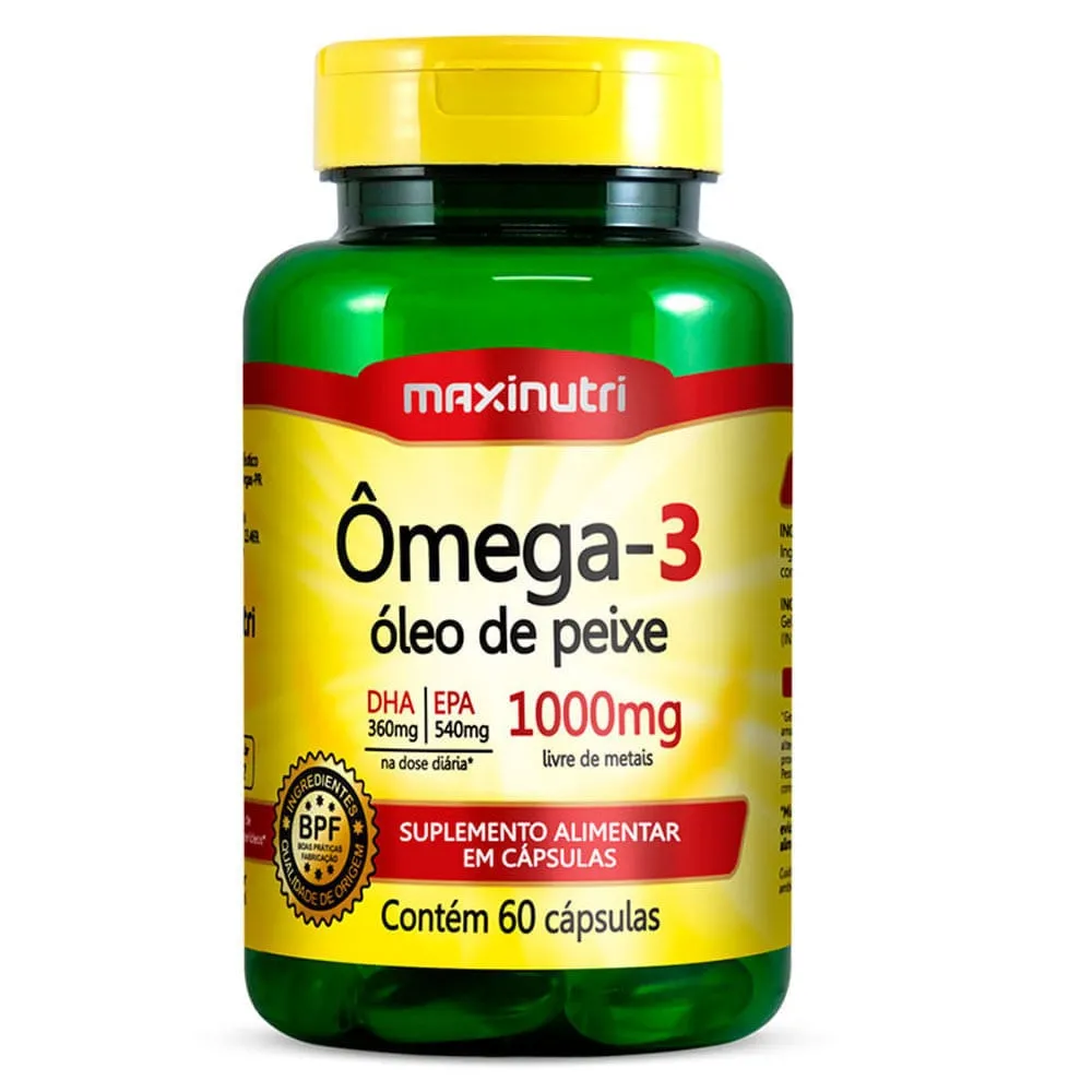 Ômega 3 Fish Oil Óleo de Peixe Maxinutri 1000mg 60 Cápsulas