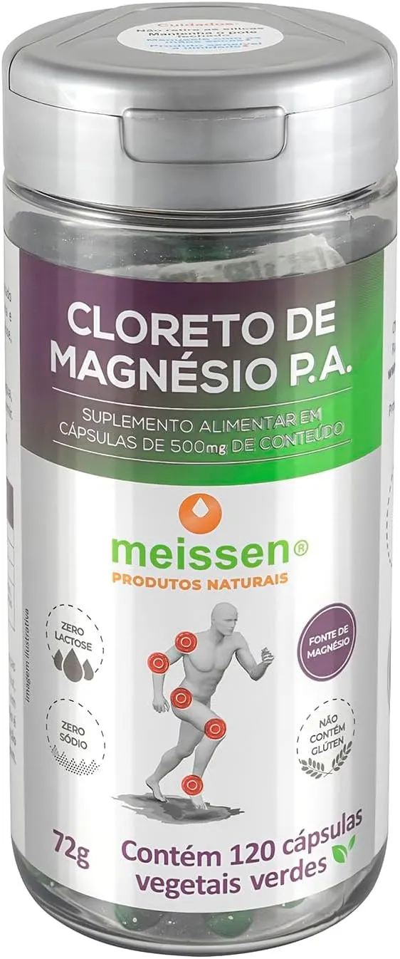 Cloreto de Magnésio P.A Meissen 500mg 120 cápsulas verdes