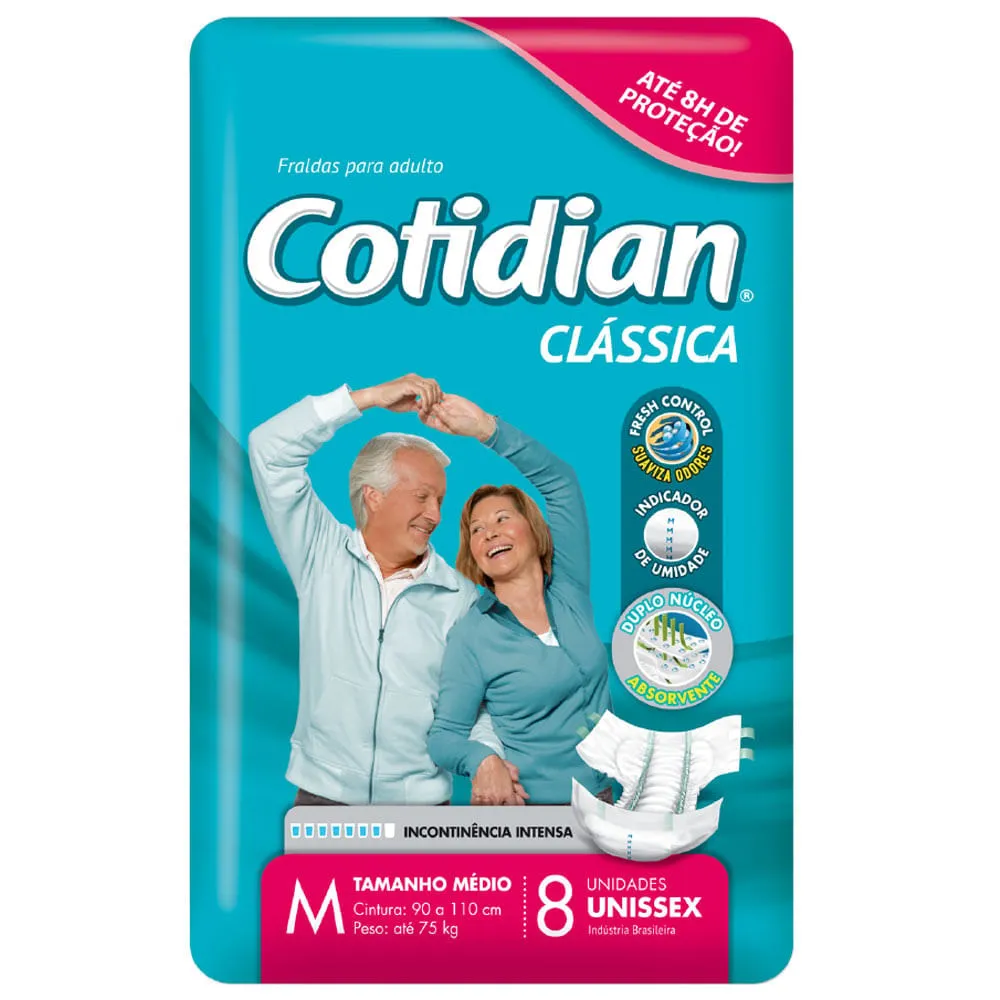Fralda Geriátrica Cotidian Clássica Adulto M 8 unidades