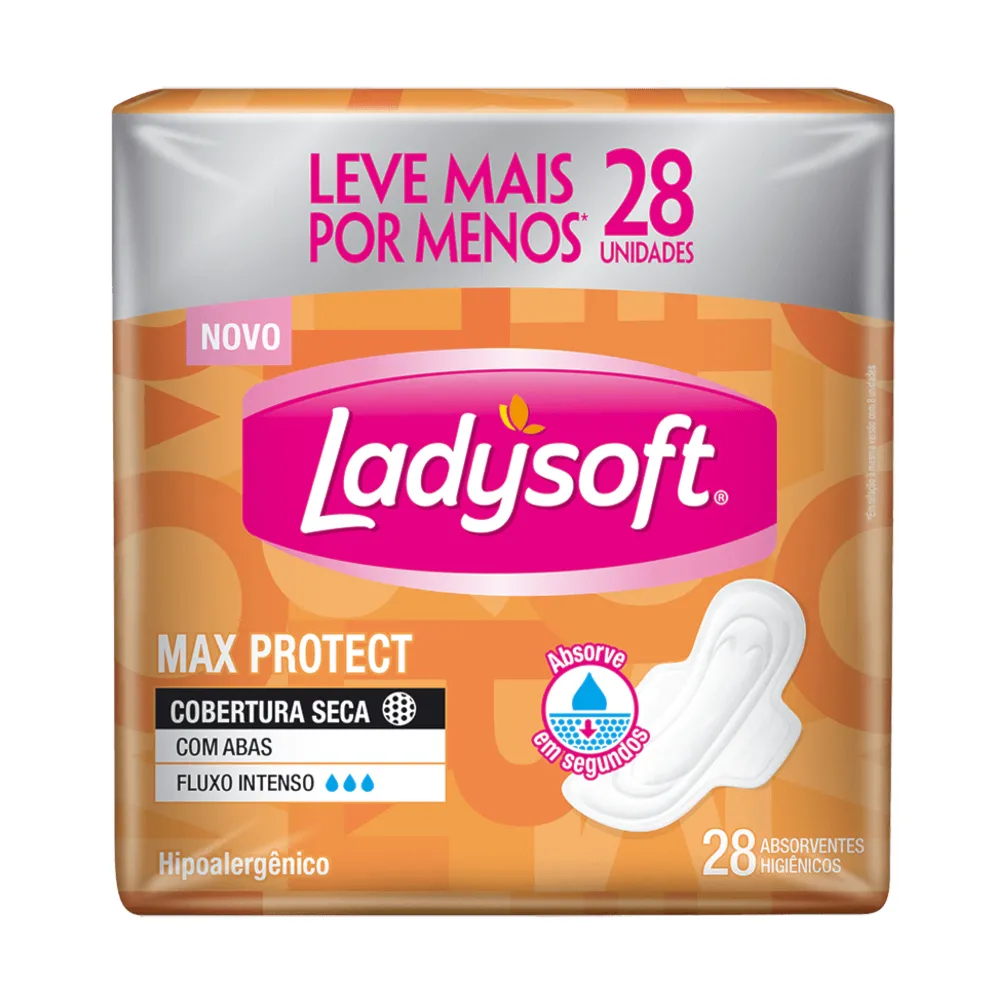 Absorvente Ladysoft Cobertura Seca Com Abas 28 Unidades