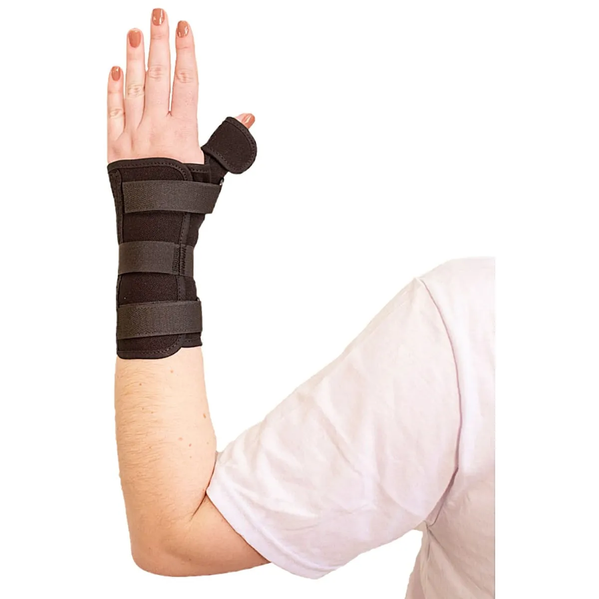 Órtese Curta com Tala para Punho e Polegar Mercur - Preta - Mão Esquerda - Tamanho M