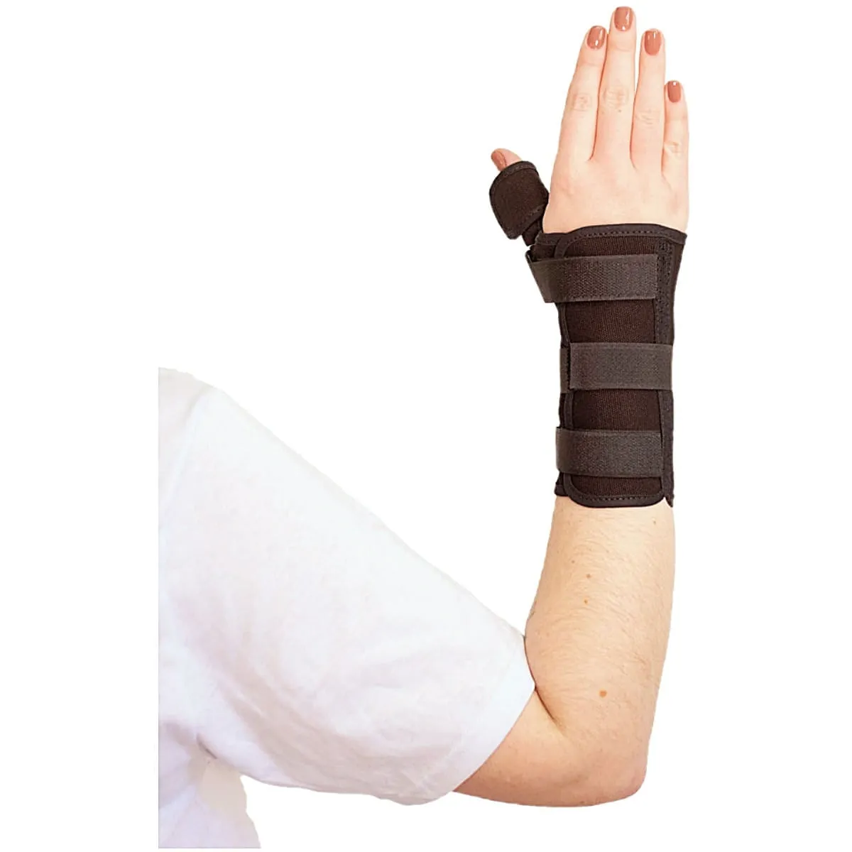 Órtese Curta com Tala para Punho e Polegar Mercur - Preta - Mão Direita - Tamanho G