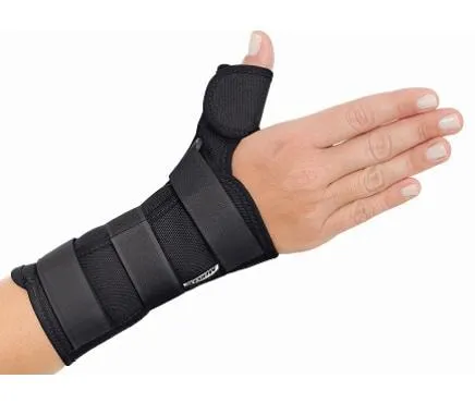 Órtese Curta com Tala para Punho e Polegar Mercur - Preta - Mão Esquerda - Tamanho P