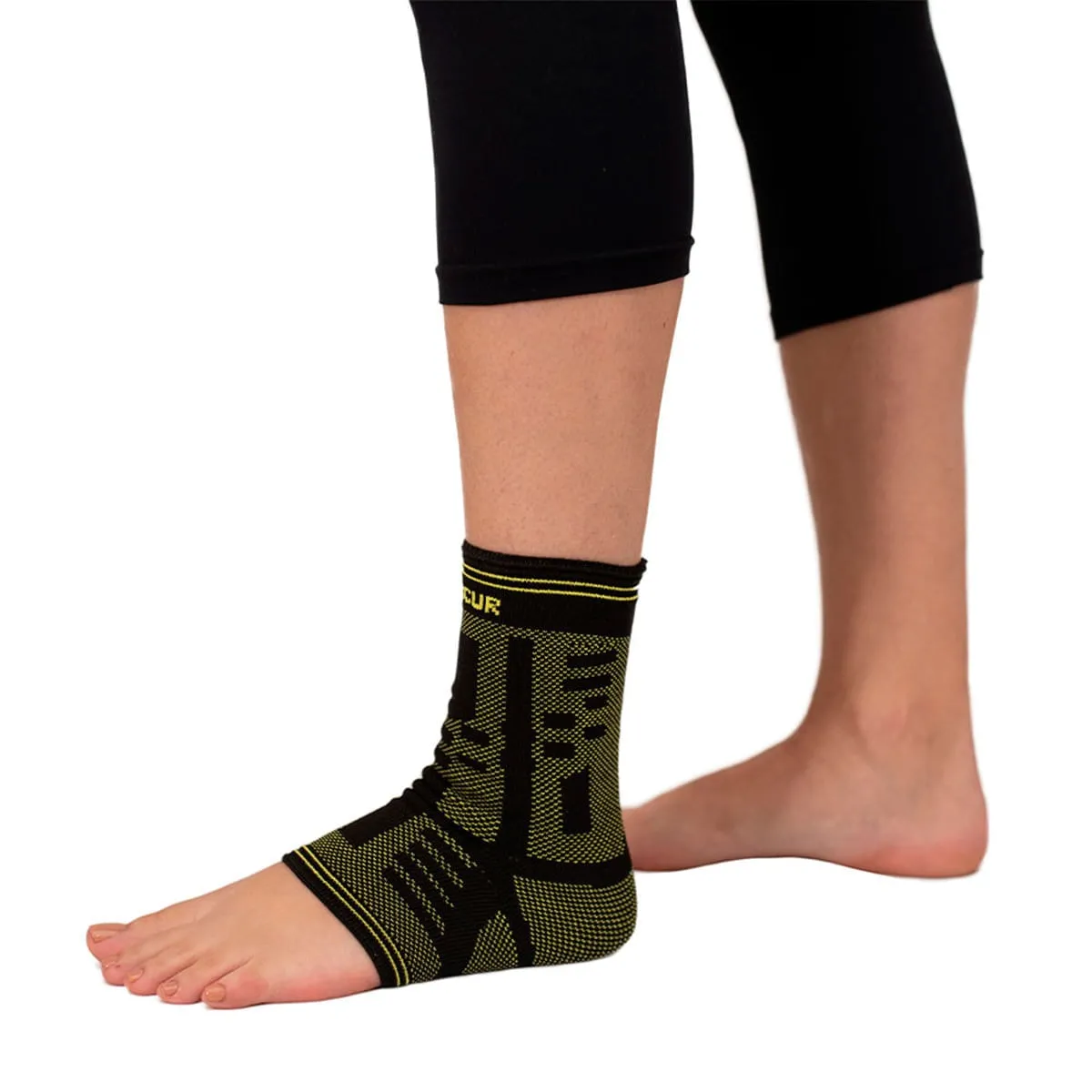 Tornozeleira de Compressão Elástica Mercur - Preto/Verde - Tamanho G/GG