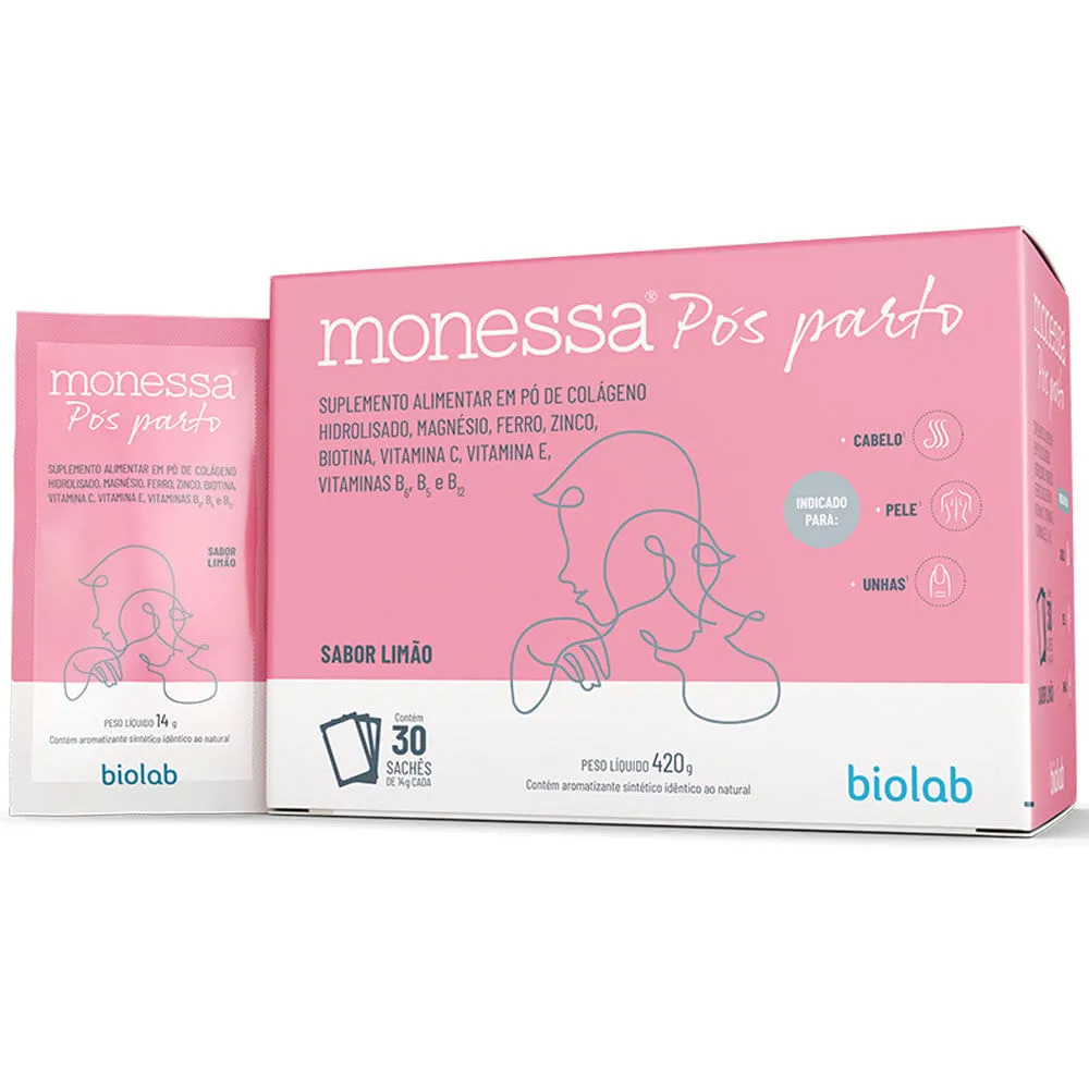 Monessa Pós Parto Sabor Limão 30 sachês 14g cada