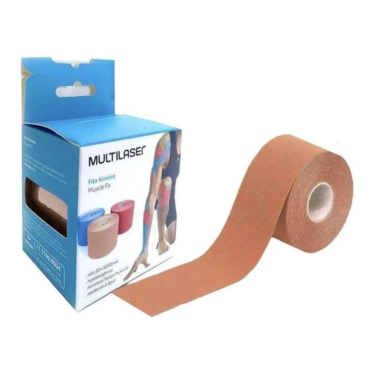 Bandagem Elástica Kinesio Muscle Fix Bege 5cmX5m - unidade