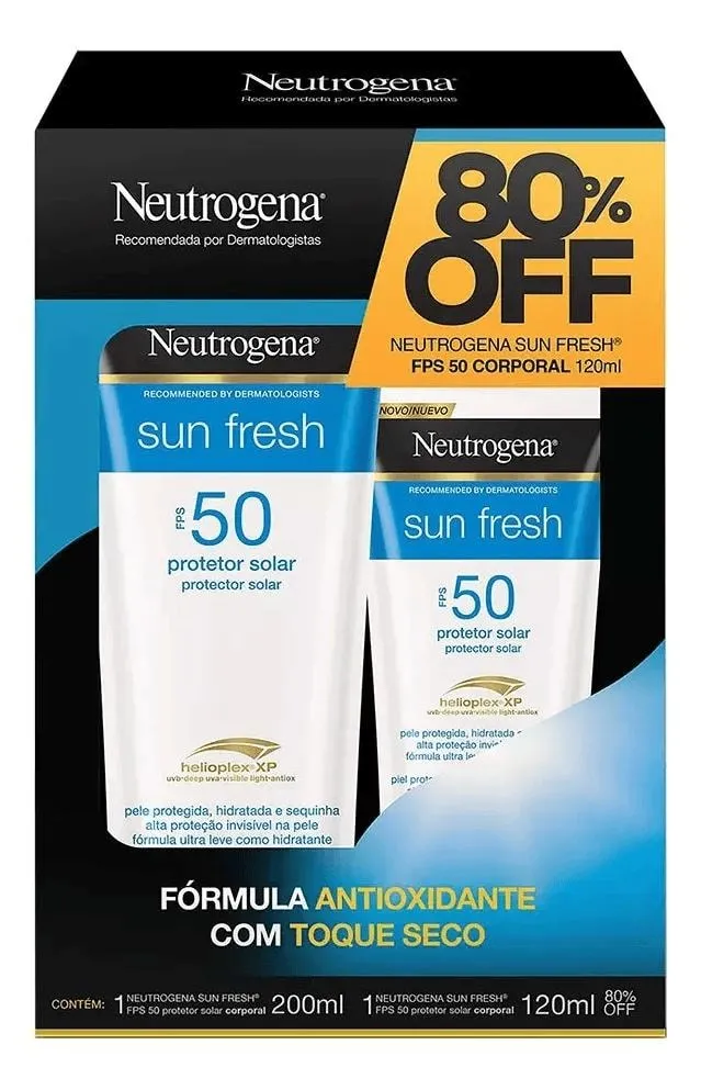 Kit Neutrogena Sun Fresh Protetor Solar Toque Seco FPS50 200ml + 120ml