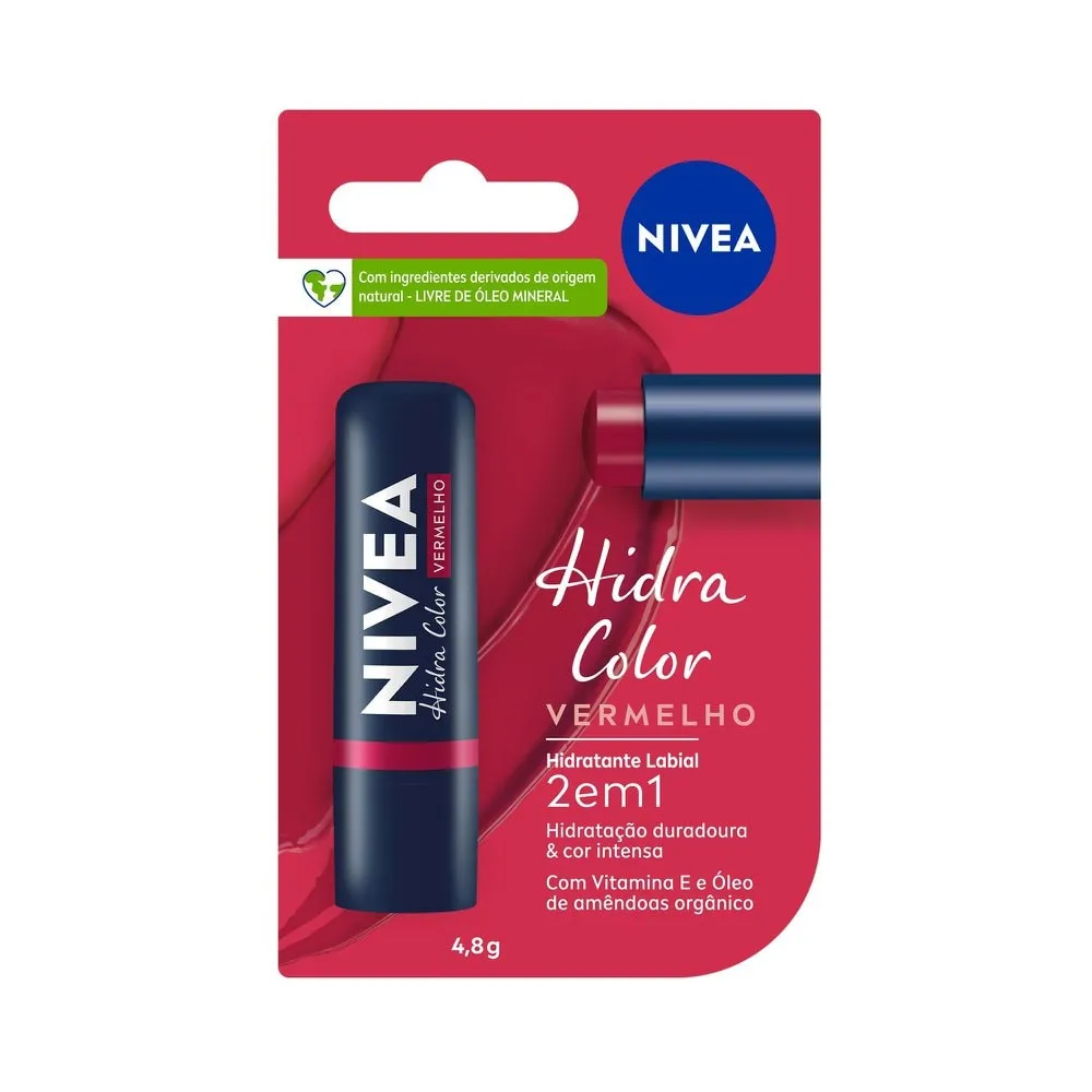 Hidratante Labial NIVEA 2 em 1 Hidra Color Vermelho 4,8g