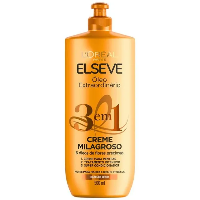 Creme Para Pentear 3em1 Loréal 500ml Óleo Extraordinario