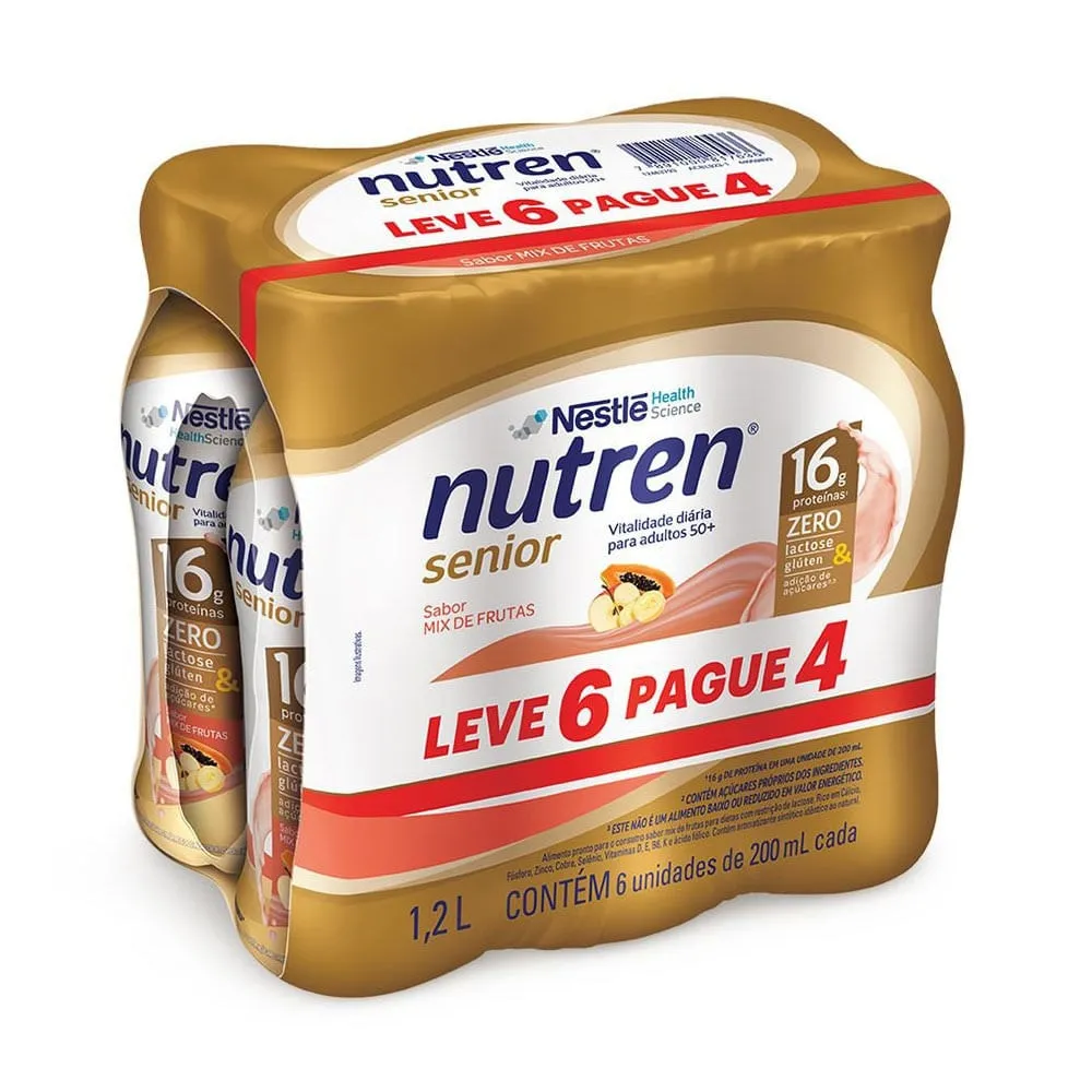 Kit Suplemento Alimentar Nutren Senior Mix Fruta 6 unidades de 200ml