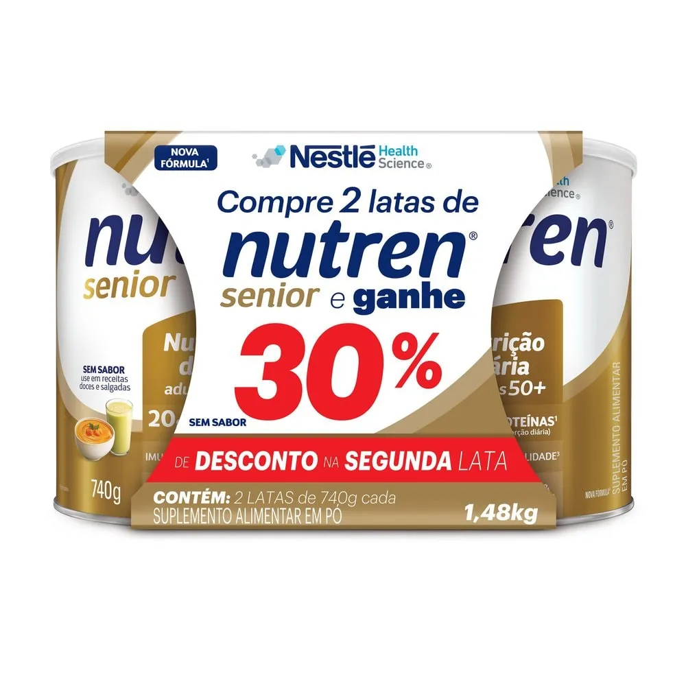 Kit Suplemento Alimentar Nutren Senior Sem Sabor 740g + 740g