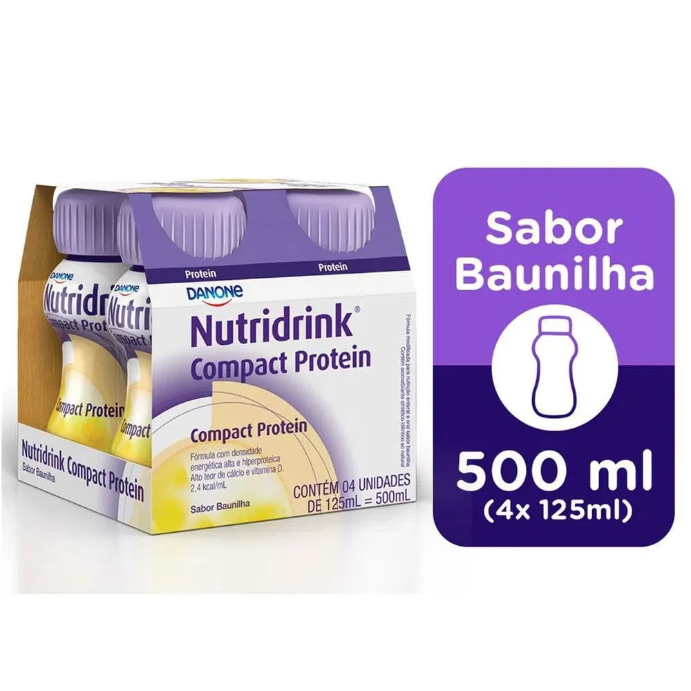 Kit Suplemento Nutridrink Compact Protein Baunilha 4 unidades de 125ml