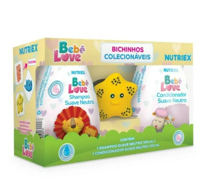 Kit Bebê Love Shampoo 100ml + Condicionador 100ml + Bichinhos Colecionáveis