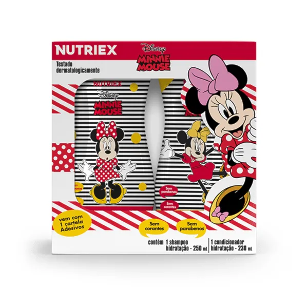 Kit Minnie Hidratados Shampoo 250 ml + Condicionador 230 ml + Adesivos