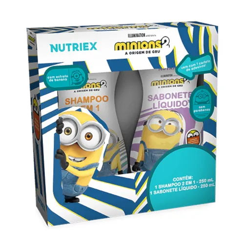 Kit Minions Shampoo 2x1 250ml + Sabonete Líquido 250ml