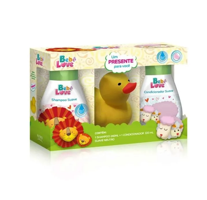 KIT Bebê Love Patinho Shampoo 240ML+ Condicionador 220ML +Bichinhos Colecionáveis