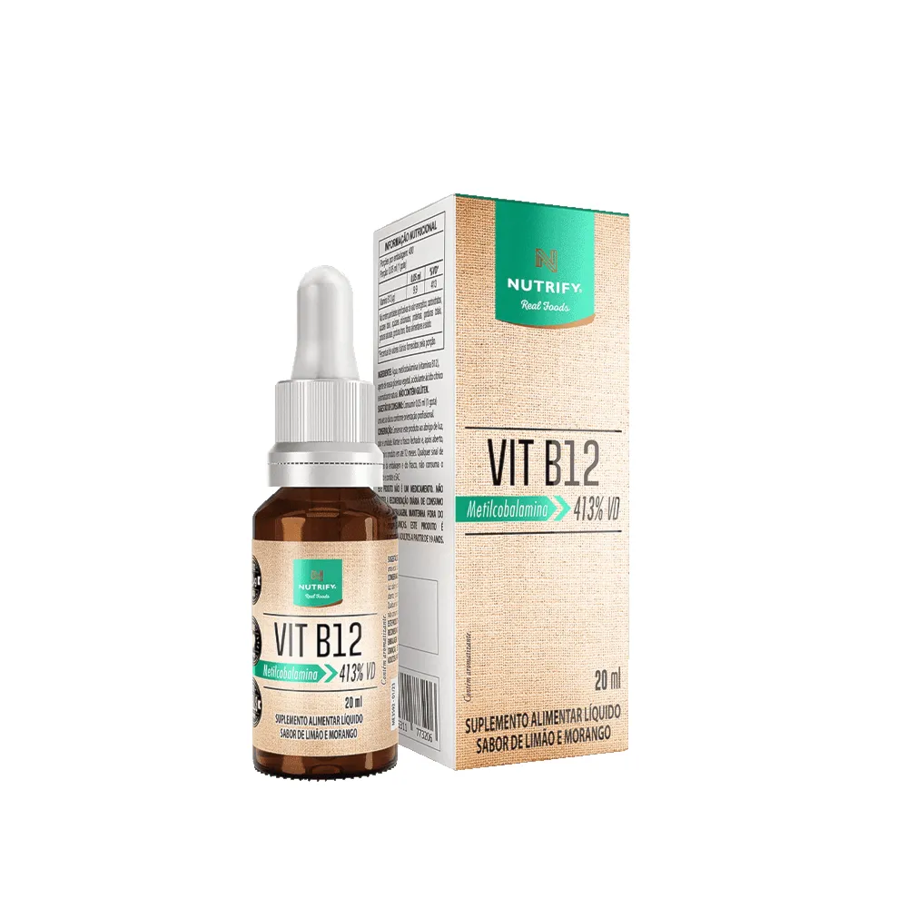 Vit Vitamina B12 Gotas Sabor Limão e Morango Nutrify 20ml