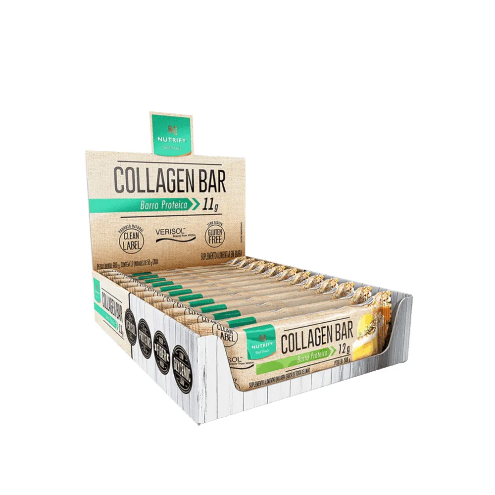 Barra de Proteína Colágeno Collagen Bar Torta de Limão Nutrify 10x50g