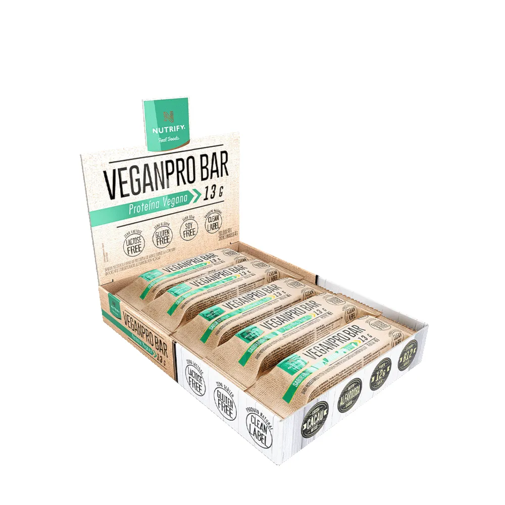 Barra de Proteína Vegetal VeganPro Bar Amendoim Crocante Nutrify 10x40g