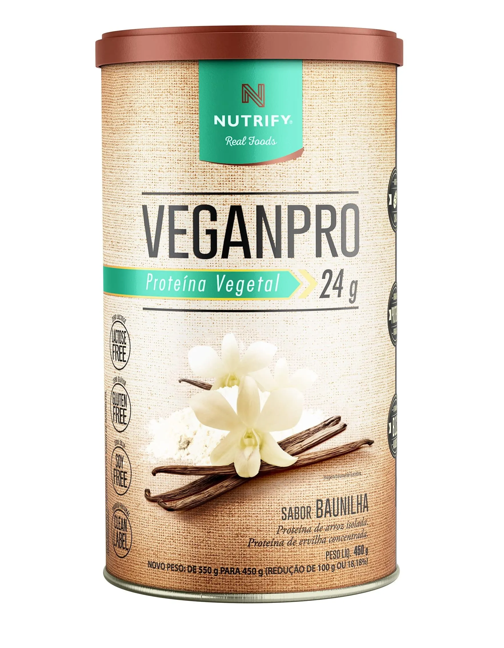 VeganPro Proteína Vegetal Baunilha Nutrify 450g