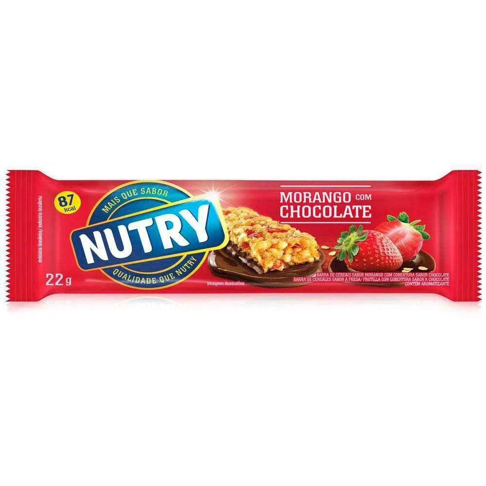 Barra De Cereal Nutry Morango Com Chocolate 22g