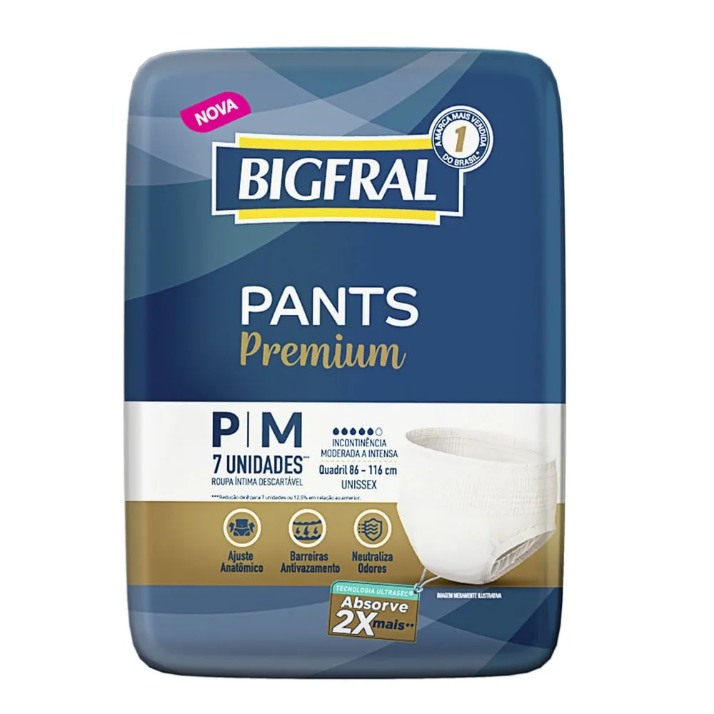 Roupa Íntima Descartável Bigfral Pants Premium P/M 7 unidades