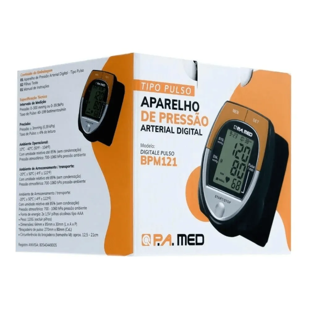 Aparelho de Pressão Digital Automatático Pulso Pamed Bpm121