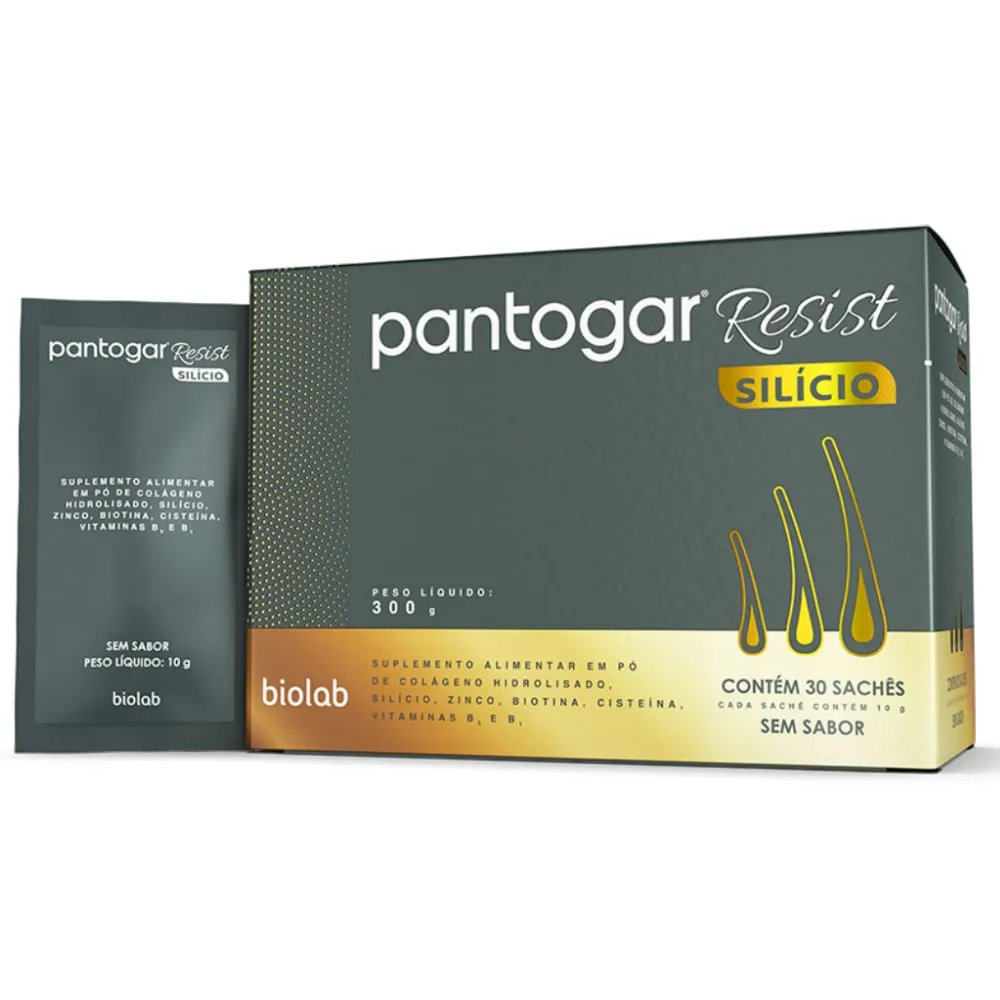 Pantogar Resist Silíco Sem Sabor 30 sachês